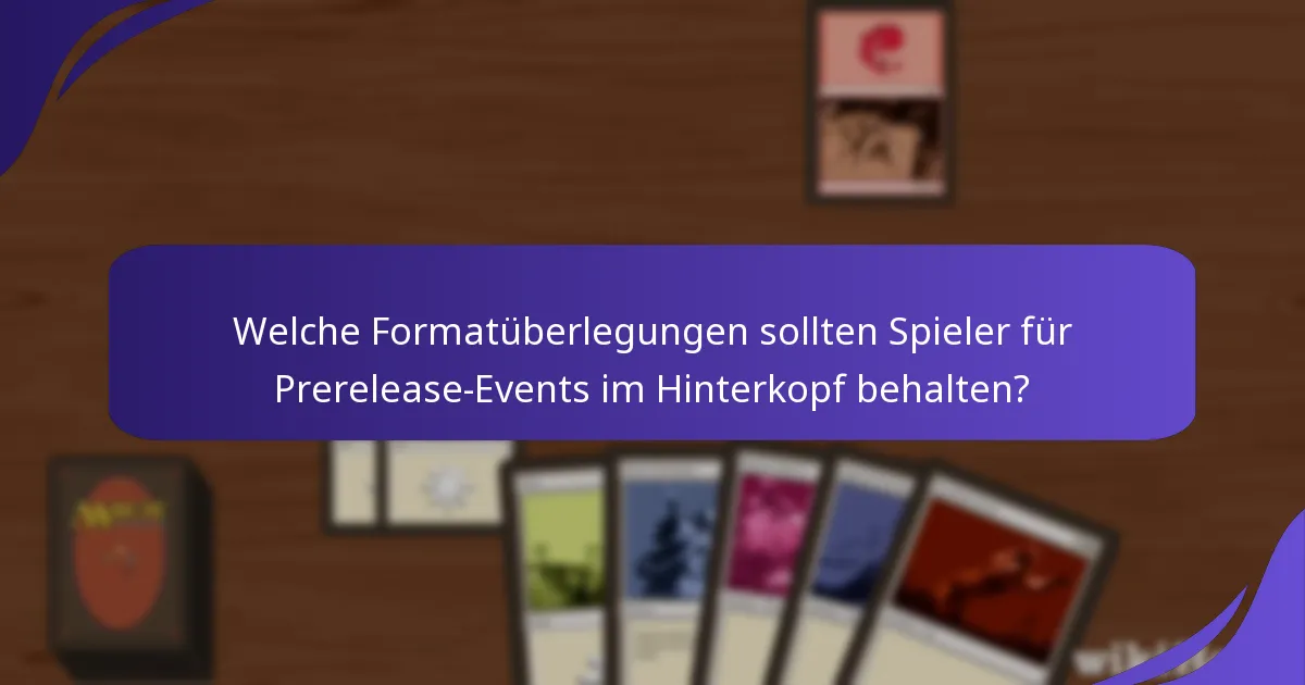 Welche Formatüberlegungen sollten Spieler für Prerelease-Events im Hinterkopf behalten?